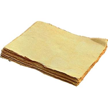 Imagem de Papel para aquarela - Papel de arte - Papel de mídia mista - Papel de cor de água - Papel vintage - Papel de cor de água de 150 g/m2 para artistas - Papel de borda de algodão feito à mão (amarelo, 24