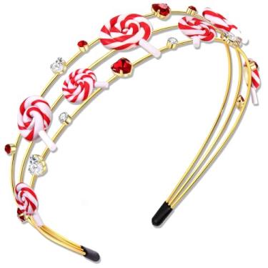 Imagem de NVENF Tiara de doces acessórios para fantasia de Natal, bengala doce, pirulito, fantasia de Candyland, roupas de Halloween para mulheres, presentes (padrão D)