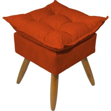 Imagem de Puff Decorativo Quadrado Para Sala Quarto Penteadeira Recepção Alice Pé Palito Castanho Suede