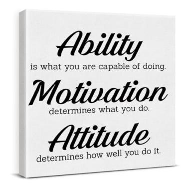 Imagem de Decoração de parede inspiradora para escritório, placas motivacionais com frases positivas, pintura em tela, arte de parede para decoração de banheiro de escritório em casa, cartazes emoldurados