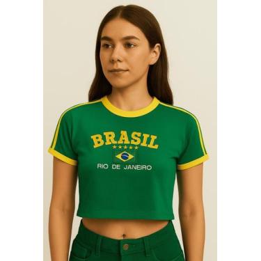 Imagem de Cropped Brasil Bordada Feminina - ToJoia18k, Verde, GG