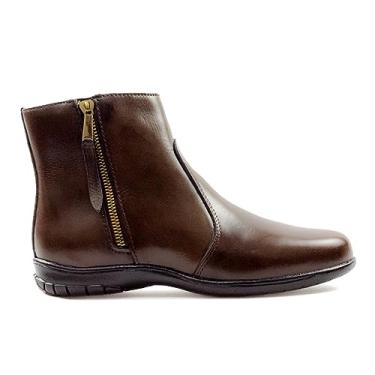 Imagem de Bota Feminina em Couro, Cano Curto, Com Zíper Lateral, Montaria, Country e Texana, 33-40 (Café, BR, Adulto, Numérico, 33)