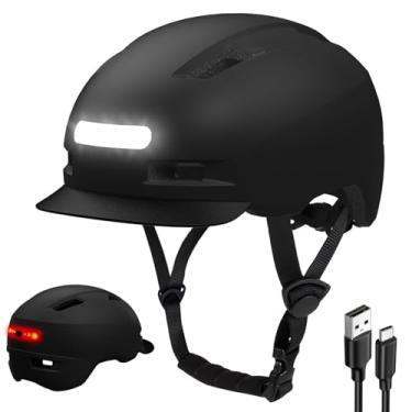 Imagem de Shinmax Capacete De Bicicleta, Capacete De Ciclismo Adulto Com Luz Frontal E Traseira De Led Recarregável Por Usb, Capacetes De Bicicleta Para Homens E Mulheres, Viseira Removível, Capacete De E-Bik