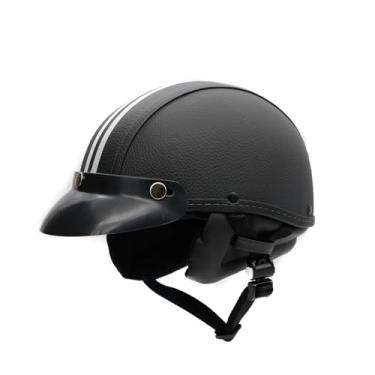 Imagem de Capacete Coquinho Bike Scooter Elétrica Skate Revestido Couro Preto Premium Br101 (P - VESTE 55/56)
