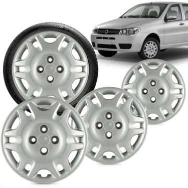 Imagem de Kit 4 Calotas Palio Fire Elx 2009 Aro 14 Prata Cubo Baixo Grid