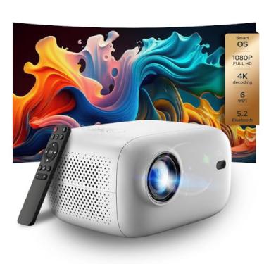 Imagem de RockTek PJ500 Projetor selado FHD brilhante, sistema operacional inteligente, Full HD, Wi-Fi 6, Bluetooth 5.2, 550 lúmens ANSI, tela de 130 polegadas, Keystone automático, foco automático