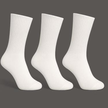 Imagem de Kit 6 Pares Meias Cano Alto Algodão Canelada Unissex  Macia, Durável e