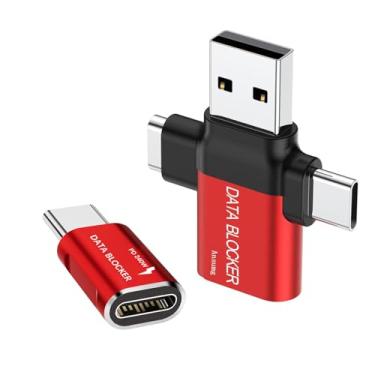 Imagem de Bloqueador de dados, bloqueador de dados USB universal 4 em 1, proteção contra download ilegal, à prova de hackers 100% garantida, para iPhone 15 e qualquer carregamento de dispositivo USB. Pacote com