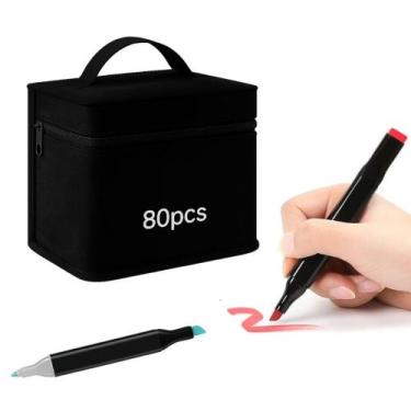 Imagem de 80/100/120 Cores Caneta Marcadora Kit Com Ponta Dupla - Rayson, Caneta