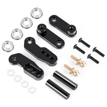 Imagem de JGGZONE Suporte de servo de direção de liga de alumínio RC Crawler Car High Simulation CNC Metal Servo Steering Fixed Mount Compatível com 1/10 Tamiya Clod Buster-4×4 × 4 peças de atualização de carro