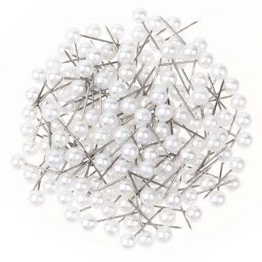 Imagem de 150 peças de pinos de pérola para mapa de cabeça de pérola com estojo de armazenamento, tachas decorativas, alfinetes curtos redondos brancos, mini tachinhas para costura, artesanato, casamento