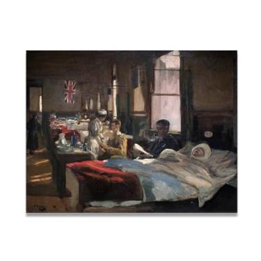 Imagem de The First Casualty John Lavery Classic Realist Portrait & War Scene Canvas Art – Decoração de parede de arte irlandesa para casa 30 x 39 cm Un Framed
