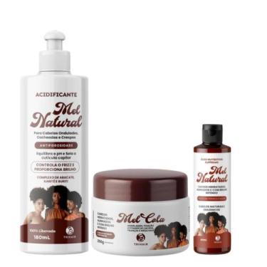 Imagem de Kit Adificicante Mel Cola 250g Óleo Natural Proteção Térmica - Trihair