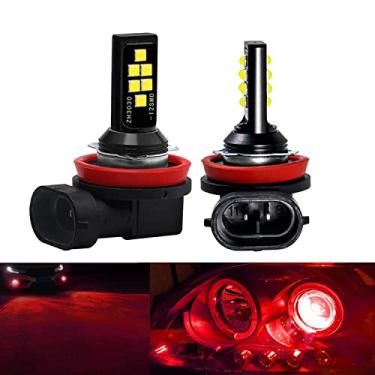 Imagem de SOCAL-LED 2x H11 H8 Lâmpada de neblina LED Avançada 3030 SMD Lâmpada DRL colorida brilhante para uso diurno, Vermelho