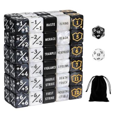Imagem de SIXPOINTS 62PCS MTG Dice Set with Plus 1 Life Counter & Keyword Token Dice & Shield Life Counter Dice & D20 Dice Set for Magic The Gathering, MTG, TCG, Card Games Accessories (62Pcs/Set Color-A)