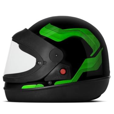 Imagem de Capacete Moto Fechado Integral Masculino Feminino Automático Pro Tork Sport Moto 788 viseira Cristal Transparente (56,PRETO - VERDE)