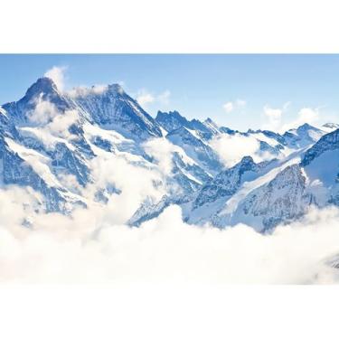 Imagem de Baocicco Cenário de montanha nevada de 2,1 x 1,5 m Alpes das Terras Altas Polar Glaciar Inverno País das Maravilhas Nuvem e Névoa Fotografia Fundo 2022 Feriado de Inverno Ano Novo Festa de Aventura Crianças Adultos Cabine de Fotos