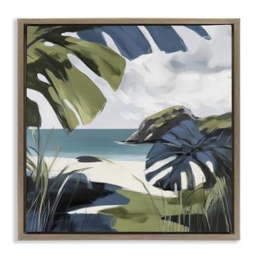 Imagem de Stupell Industries Tropical Island Vibes Brown Framed Floater Canvas Wall Art Design por Elara Yasna, 18 x 18