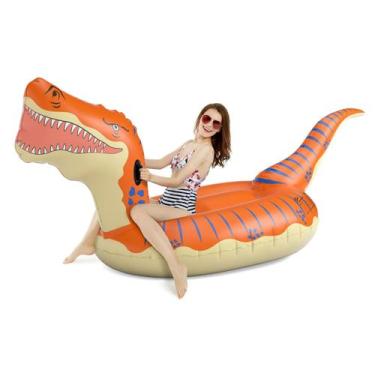 Imagem de Flutuador de piscina inflável de dinossauro Jasonwell T-Rex 3,15 m par