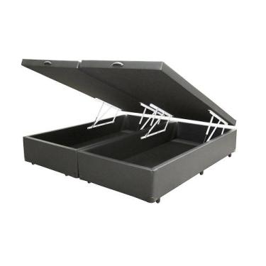 Imagem de Cama Box Baú Blindado Casal Bipartido Loja Xerife Sintético Cinza 41x1