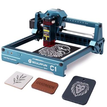 Imagem de SCULPFUN Mini Gravador C1, Máquina de Gravação Portátil de 3 W com Ponto Ultrafino de 0,04mm, Funciona para Iniciantes DIY, Madeira Compensada, Couro, Papel Kraft, Ardósia, área de gravação 150x130mm
