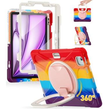 Imagem de BRAECN Capa para iPad Air 11 polegadas M3/M2 2025/2024, iPad Air 5ª/4ª geração 10,9 polegadas, iPad Pro 11 polegadas, 4ª/3ª/2ª/1ª, capa protetora com protetor de tela, alça de ombro, porta-lápis, alça