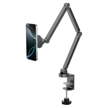 Imagem de Spigen OneTap (Magfit) Suporte de telefone ajustável e flexível com Magsafe, acessórios para cama de montagem superior, compatível com iPhone 16 15 14 13 12 Series e capas MagSafe - cinza espacial