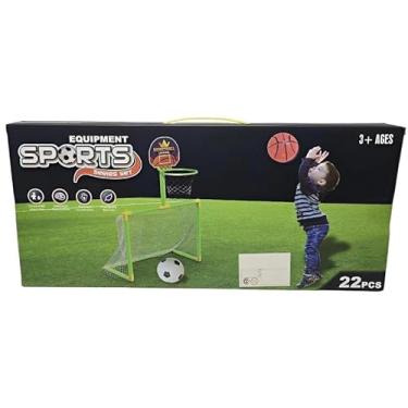 Imagem de Conjunto Esportivo 2 em 1, Gol de Futebol e Tabela de Basquete, 90x42x27cm, para Crianças 3+ Anos