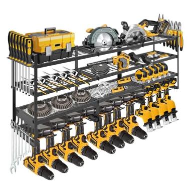 Imagem de SINTIKI Organizador de ferramentas elétricas de 129 cm, suporte de armazenamento de ferramentas de 4 camadas, carrega 272 kg, suportes utilitários para garagem, oficina, galpão