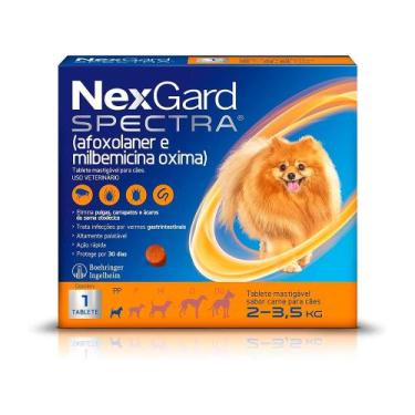 Imagem de NexGard Spectra Antipulgas e Vermífugo Cães 2 kg a 3,5 kg PP - Boehrin