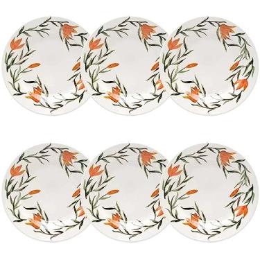 Imagem de Jogo de Pratos Fundos Oxford Cerâmica Lírios 21cm 6 Pç