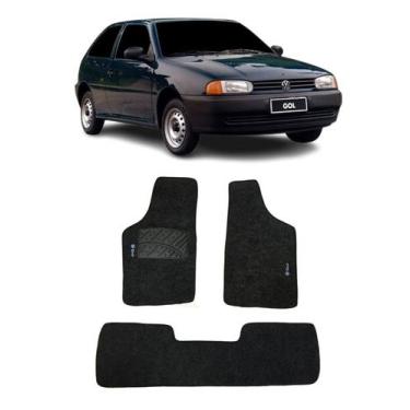 Imagem de Jogo Tapete Carpete Volkswagen Gol G2 G3 G4 1996 a 2007 Com Logo Borda
