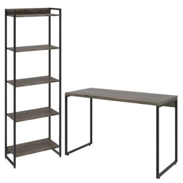 Imagem de Kit Estante Areta 5 Prateleiras com Mesa Industrial Aspen 120cm C01 Ca