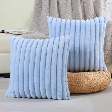 Imagem de Capa p/ almofada em pelucia wave soft - 50x50 cm - S DECOR, Baby Blue