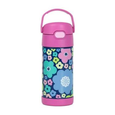 Imagem de Garrafa Garrafinha Térmica Infantil Thermos 355Ml Flores