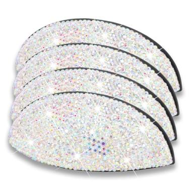 Imagem de Puxadores de gaveta com 4 peças, puxador de copo plano, puxadores de decoração de cristal feitos à mão em liga de zinco, alças tipo concha com parafusos para casa, cozinha, banheiro, escritório