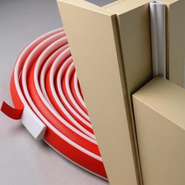 Imagem de Pangda Faixa de vedação de decapagem climática em forma de cunha de 6 metros para porta/janelas, vedação de borracha autoadesiva, enchimento de lacuna de porta para grande lacuna, isolamento acústico