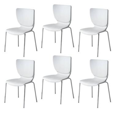 Imagem de Conjunto 6 Cadeiras Base Tubular Fixa Mono Branco