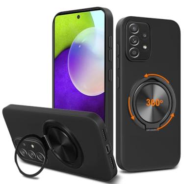 Imagem de Nijiadi Capa de telefone compatível com Samsung Galaxy A52 5G, suporte de anel giratório de 360° com suporte/suporte de silicone TPU Silm Fit capa protetora à prova de choque para Samsung Galaxy A52
