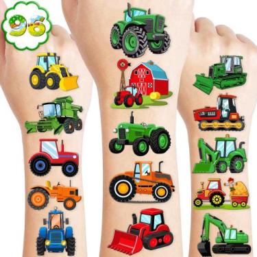 Imagem de Tatuagens temporárias 96 peças Tractor Farm Farmhouse para crianças - 