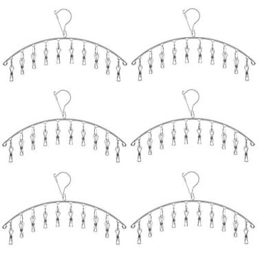 Imagem de Cabide de roupas WuDTUs com 10 clipes de aço inoxidável (pacote com 6)