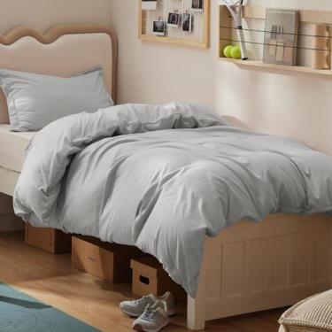 Imagem de Capa de edredom Bedsure Twin/Twin XL tamanho prata cinza poliéster