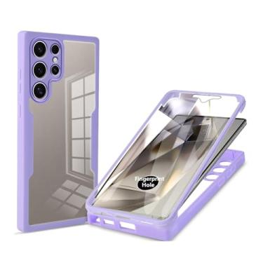 Imagem de Capas de corpo inteiro de 360° com duas camadas para Samsung Galaxy S23 S24 Ultra S21 FE S22 Plus S23 FE A55 A35 A25 A15 A04S Capa dupla face, roxa, para A24 4G