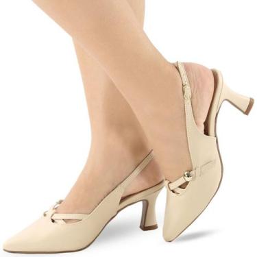 Imagem de Scarpin Slingback Re&Ton Moderno Salto Baixo SC18, Bege, 38