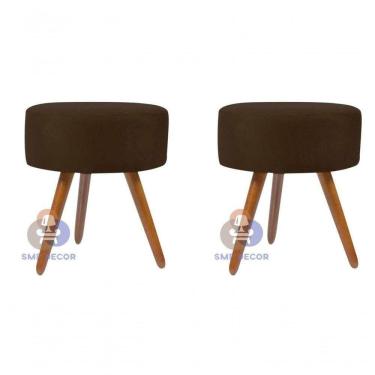 Imagem de Kit 02 Puff Redondo Pés Palito marrom