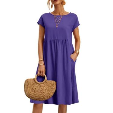 Imagem de Vestido midi Zhyaj, túnica solta feminina, algodão de verão 2024