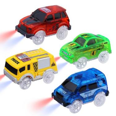 Imagem de Toy Tracks Cars ARRAROWN Magic com iluminação LED, 4 unidades de 3 a 8