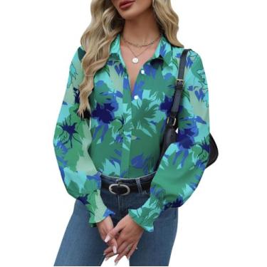 Imagem de Blusa feminina Zeagoo com botões e mangas compridas