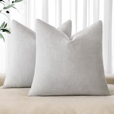Imagem de Capas de almofadas decorativas MIULEE Chenille 45x45cm cinza branco