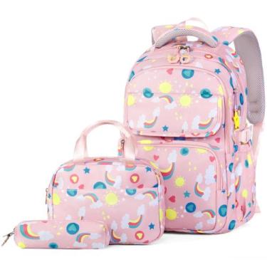 Imagem de Mochila Vbiger Kids Cute Pink com lancheira e bolsa de lápis - Lightbe